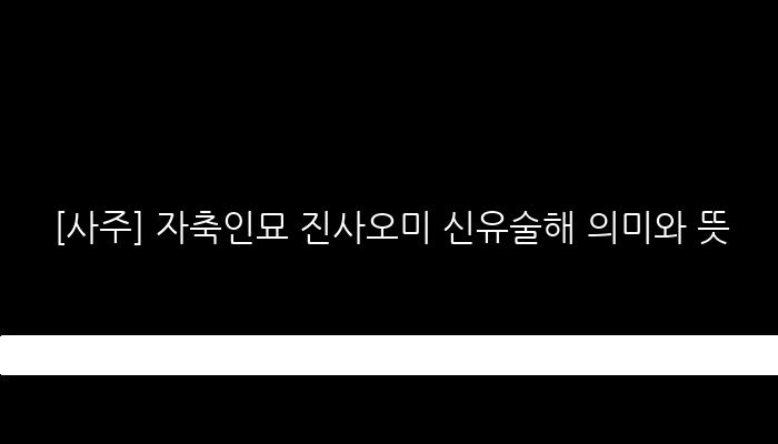 [사주] 자축인묘 진사오미 신유술해 의미와 뜻