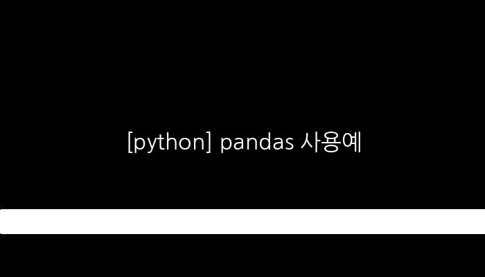 [python] pandas 사용예