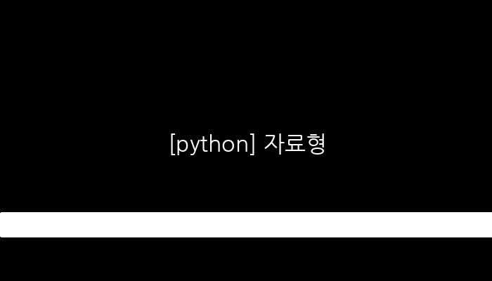 [python] 자료형