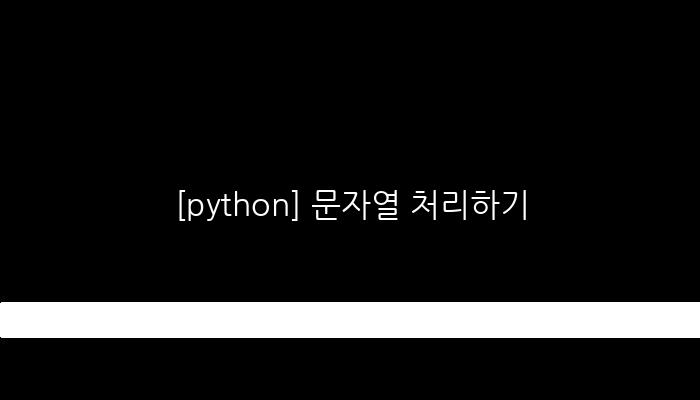 [python] 문자열 처리하기