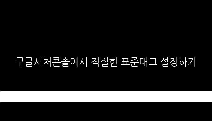 구글서처콘솔에서 적절한 표준태그 설정하기